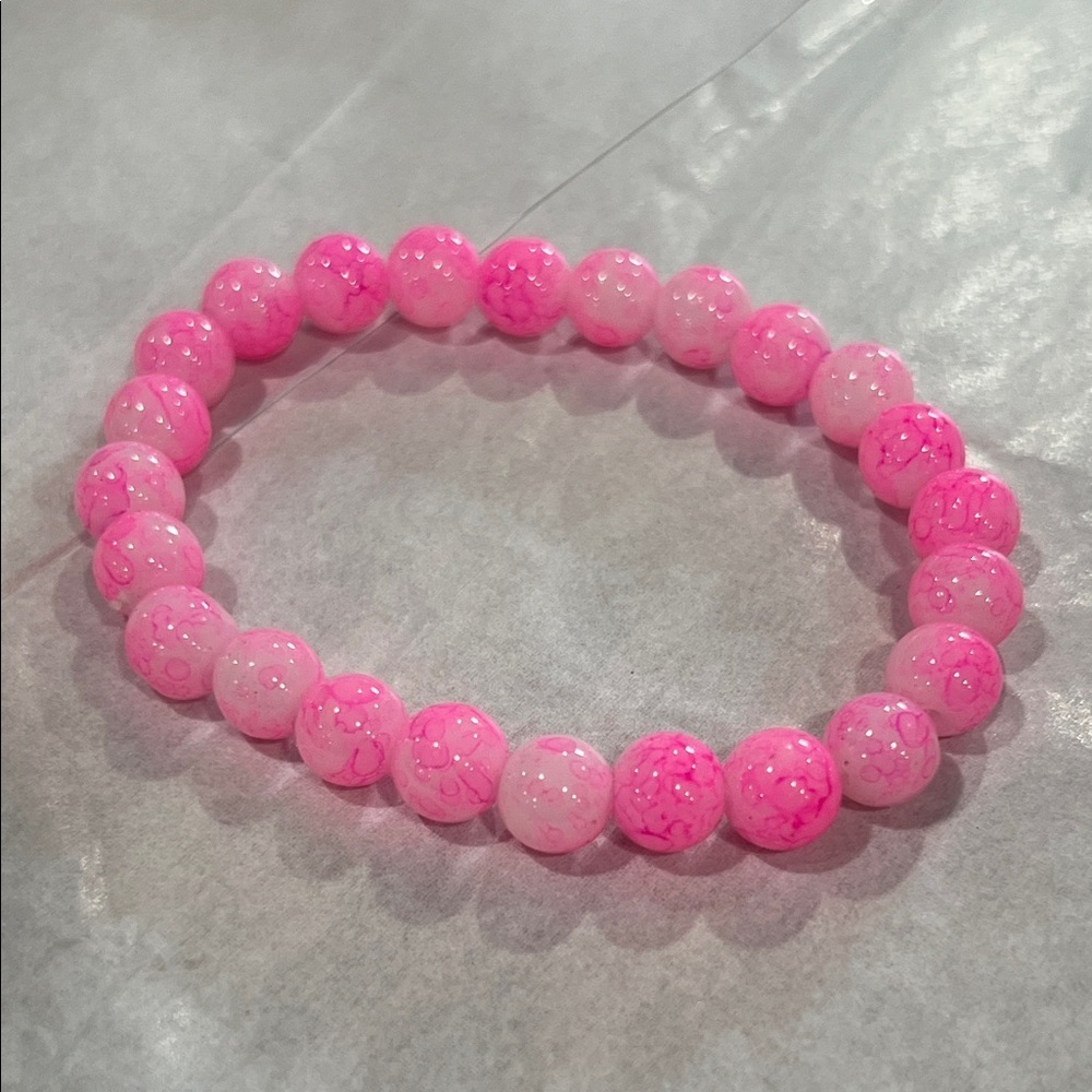 Pink Marble Beaded Bracelet